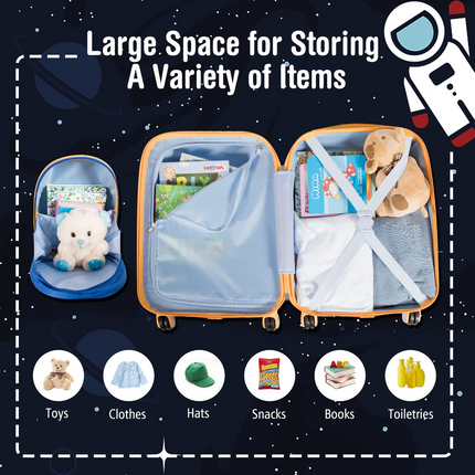 BABY JOY 2 PC Kids Carry On Luggage Set, 12" Backpack & 18" Toddler Suitcase