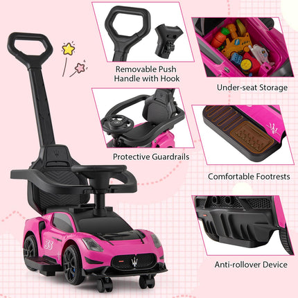 Costzon Push Car for Toddlers 3 in 1 Licensed Maserati Stroller Sliding Walking Car with Handle