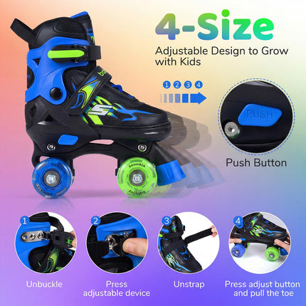 BABY JOY Roller Skates 4 Sizes Adjustable Quad Skates