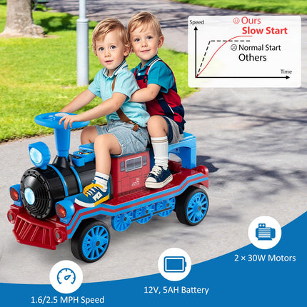 Costzon 12V 2-Seater Ride on Train with Train Whistle