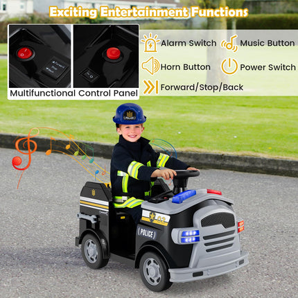 Costzon Police Car Ride on 12V Electric Cop Truck Kids Car w/Shovel & Wrench