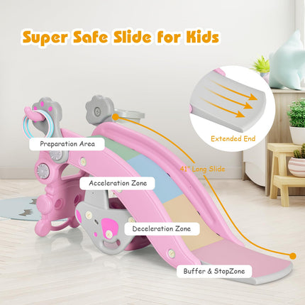 Costzon 5 in 1 Toddler Slide Rocking Toy, Slide for Kids with Detachable Stool