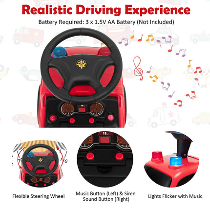 Costzon Kids Ride On Fire Truck, Ride On Push Car with Ladder Bubble Maker, Foot-to-Floor Sliding Car for Toddlers