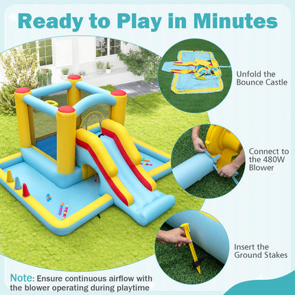 BOUNTECH Inflatable Bounce House with Ball Pit, Long Slide & Tunnel Bouncy House for Kids