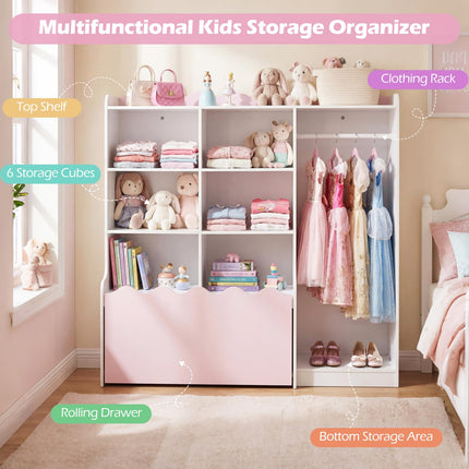 Costzon 2 in 1 Kids Toy Storage Organizer Multifunctional Kids Bookshelf Storage Chest