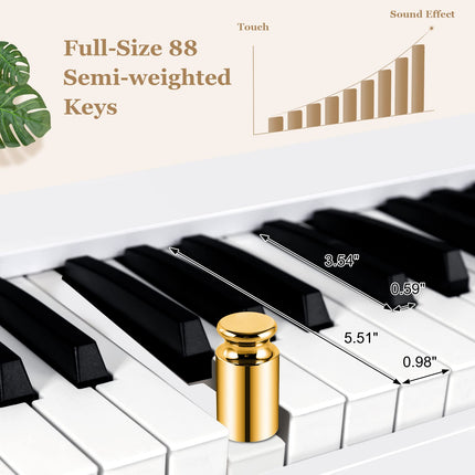 Costzon 88-Key Foldable Digital Piano Keyboard, Full Size Semi-Weighted Keyboard, Portable Electric Piano