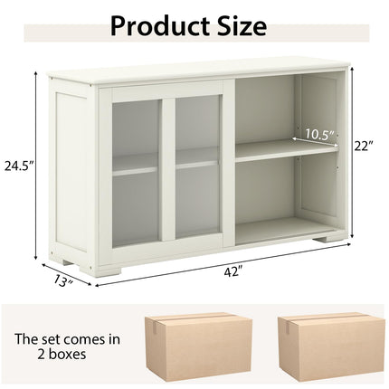 Costzon Kitchen Sideboard Antique Stackable Storage Cabinet with Adjustable Shelf