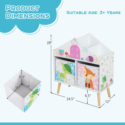 Costzon Kids Dollhouse Bookcase, Wooden Toy Storage Cabinet, Children Bookshelf for Kids Room, Playroom