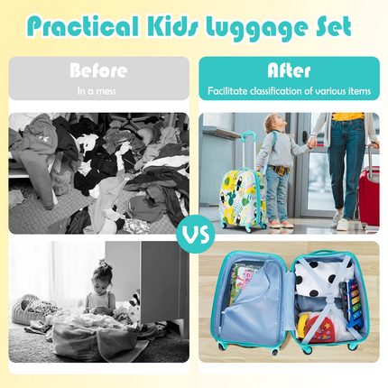 BABY JOY 2 PC Kids Luggage, 16" Toddlers Carry-on Suitcase & 12" Backpack Set