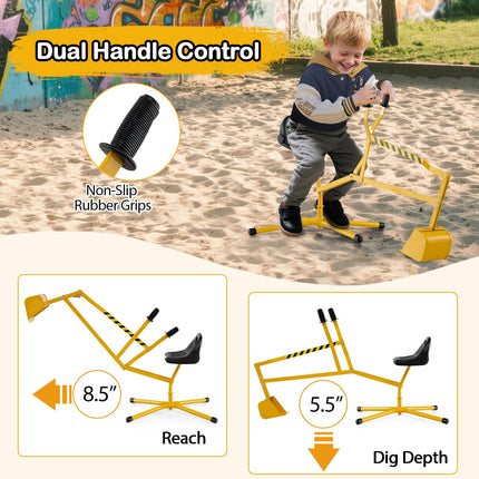 Costzon Sand Digger with 360° Rotation X-Shaped Metal Base & 2-Handed Controls for Sand