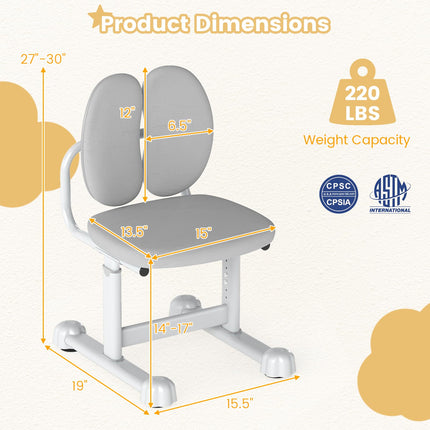 Costzon Kids Desk Chair with Adaptive Double Backrest