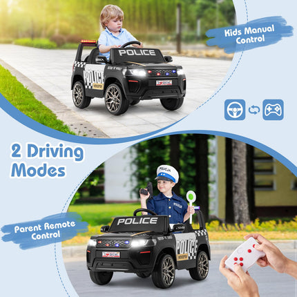 Costzon Police Car Ride on, 12V Battery Powered Toy Cop Cars w/Remote Control