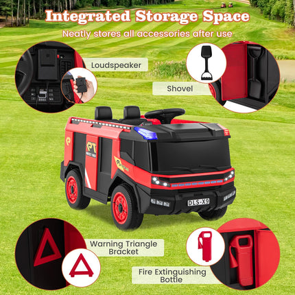 Costzon Kids Ride on Fire Truck, 2-Seater Kids Electric Vehicle Ride on Toy w/Remote Control