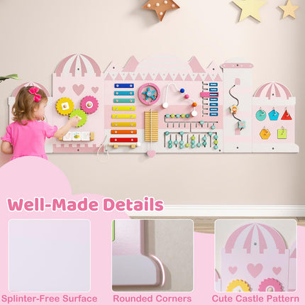 Costzon Activity Wall Busy Board 11-in-1 Montessori Wooden Sensory Wall Panels for Boy & Girl 3+