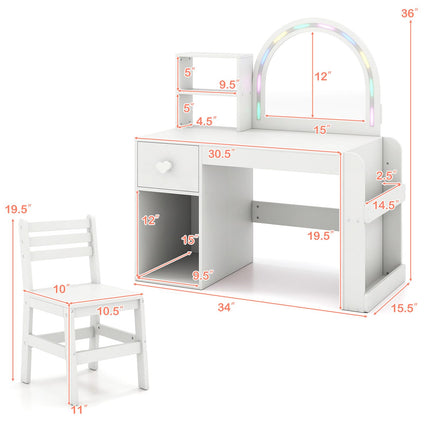 Costzon Kids Vanity Table and Chair Set