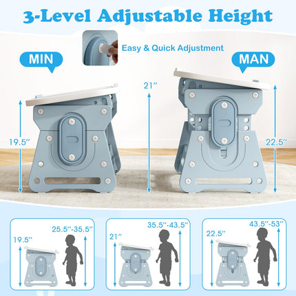 Costzon Kids Table and Chair Set Height Adjustable Art Desk Set