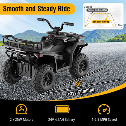 Costzon 24V Kids ATV Four Wheeler Quad Electric Vehicle with LED Lights