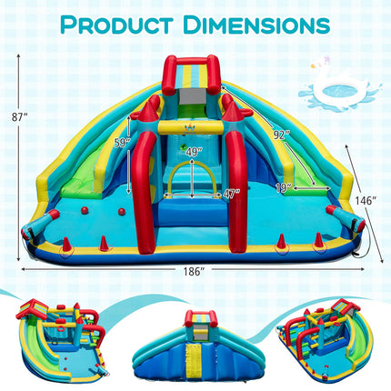 Costzon Inflatable Double Water Slide Bounce House
