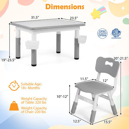 Costzon 5 PCS Height Adjustable Toddler Desk Set | Art & Craft Table Set