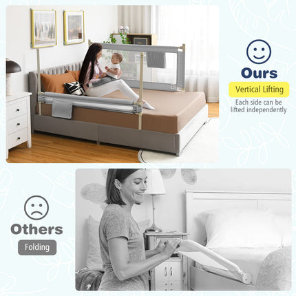 BABY JOY Bed Rail for Toddlers, 57’’ Extra Long, Height Adjustable & Foldable Baby Bed Rail Guard