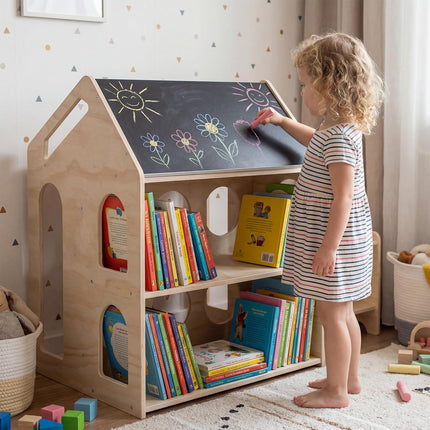 Costzon Kids Table and Chair House-Shaped Wooden Art Desk Set