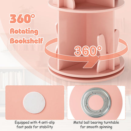 Costzon Kids 360° Display Spinning Bookcase with Bookends