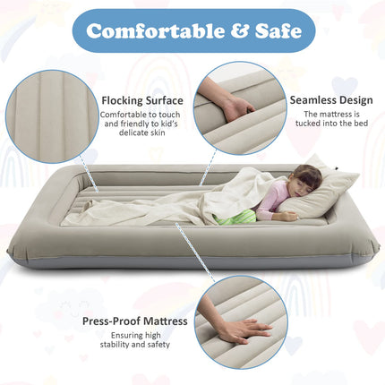Costzon Toddler Travel Bed, Detachable Kids Air Mattress Set w/Electric Pump & Storage Bag