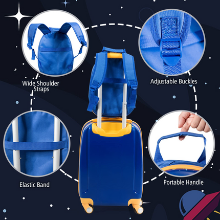BABY JOY 2 PC Kids Carry On Luggage Set, 12" Backpack & 18" Toddler Suitcase