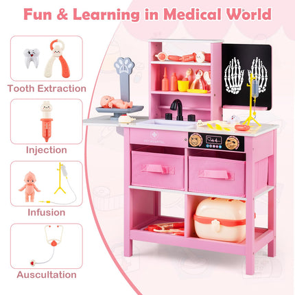 Costzon Kids Wooden Doctor Playset Medical Activity Center Toy Set