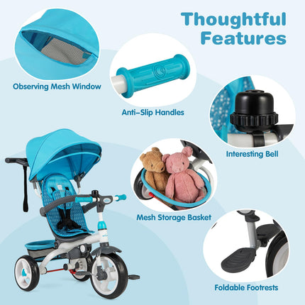 Costzon Tricycle for Toddlers 6 in 1 Trike w/Parent Handle