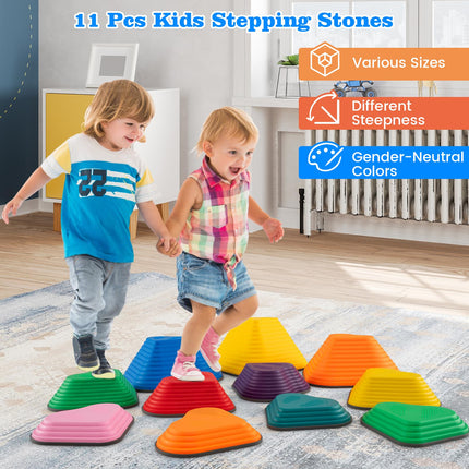 Costzon 6 Pcs Kids Stepping Stone, Non-Slip Toddler Balance Stones, Balance Blocks for Indoor/Outdoor Exercise