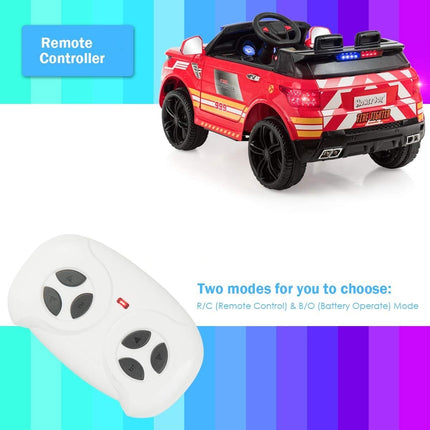 Costzon Ride on Car, 12V Fire Fighter SUV Vehicle w/Remote Control