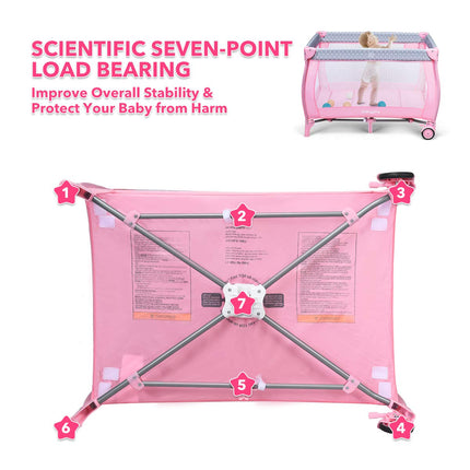 BABY JOY 3 in 1 Portable Pack and Play with Bassinet, Convertible Baby Travel Crib Playard with Changing Table