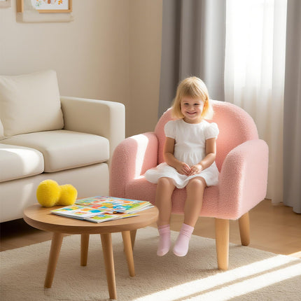 Costzon Kids Sofa | Children Pink Armchair with Solid Wood Frames
