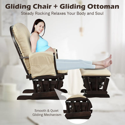 Glider and Ottoman Set with Storage Pocket