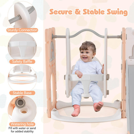 Costzon 7 in 1 Toddle Swing and Slide Set Freestanding Toddler Slide Playset