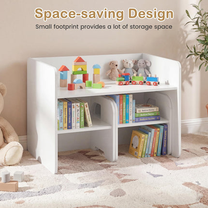 Costzon 3 PCS Kids Table and Chairs All in One Wooden Montessori Desk Set