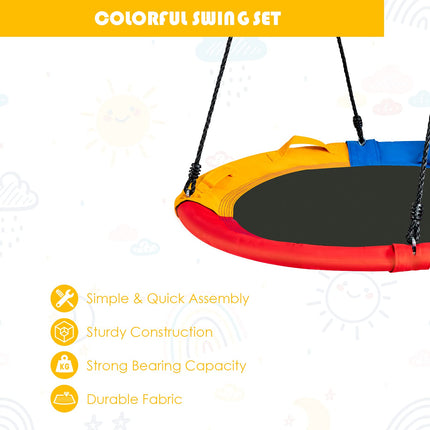 Costzon Saucer Tree Swing for Kids Indoor Outdoor Round Platform Swing w/Pillow & Handle
