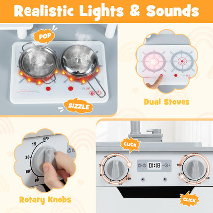 Costzon Kids Kitchen Playset Pretend Play Kitchen for Kids Ages 3+