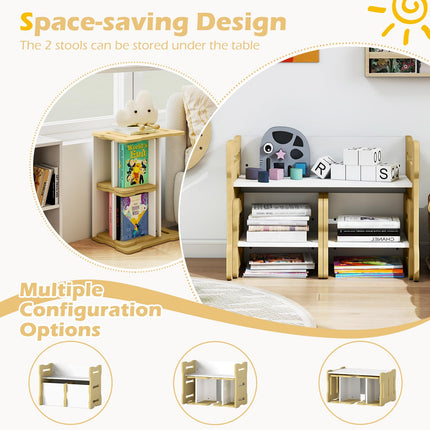 Costzon Kids Table and Chairs All in One Wooden Activity Desk Set for Home