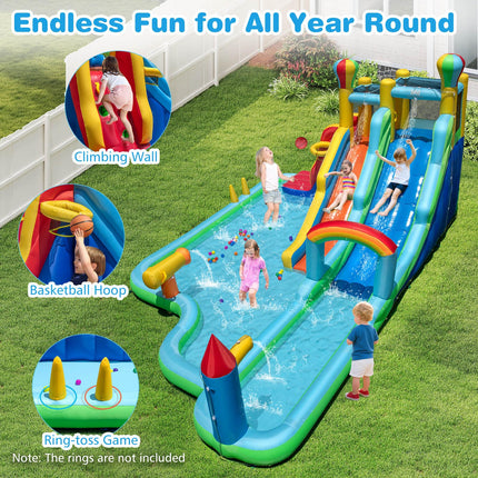 Costzon Inflatable Dual Slides Kids Water Slide Park