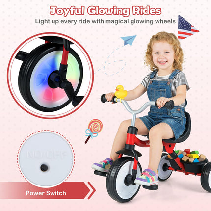 Costzon Toddler Bike Folding Kids Tricycle w/Glowing Wheels
