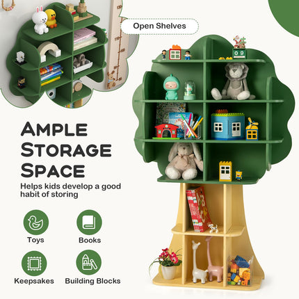 Costzon Tree Kids Bookshelf, 6-Tier Toddler Montessori Shelf Book Rack