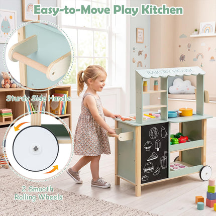 Costzon Play Kitchen for Kids | Rolling Chef Grocery Store Pretend Play Set for Girls Boys 3+
