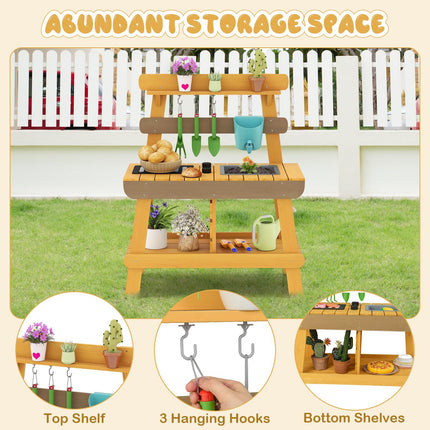 Costzon Mud Kitchen for Kids Outdoor Montessori Pretend Playset w/Removable Faucet