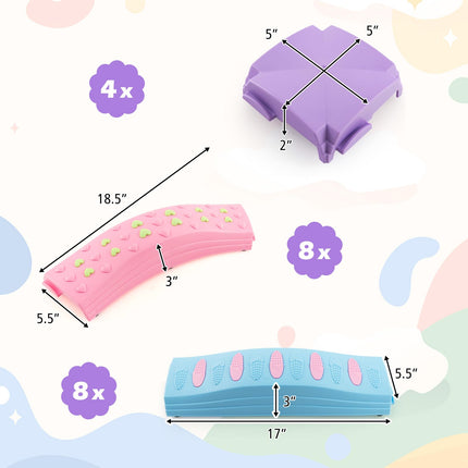 Costzon Wavy Balance Beam for Kids, 20-Piece Colour Toddler Stepping Stones