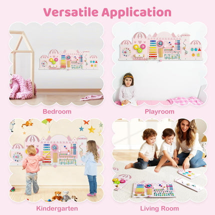 Costzon Activity Wall Busy Board 11-in-1 Montessori Wooden Sensory Wall Panels for Boy & Girl 3+