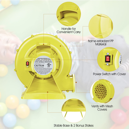 Costzon Air Blower, 480W Bounce House Blower, Pump Fan Commercial Inflatable Bouncer Blower, Air Blower for Inflatables