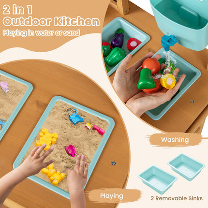 Costzon Mud Kitchen Toddler Wooden Pretend Playset