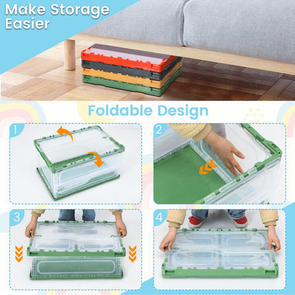 Costzon 4 Pack Toy Storage Organizers, Clear Collapsible Toy Container Bins with Lids